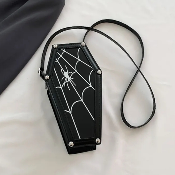 Coffin & Web Crossbody PU Bag - Picture 9 of 13